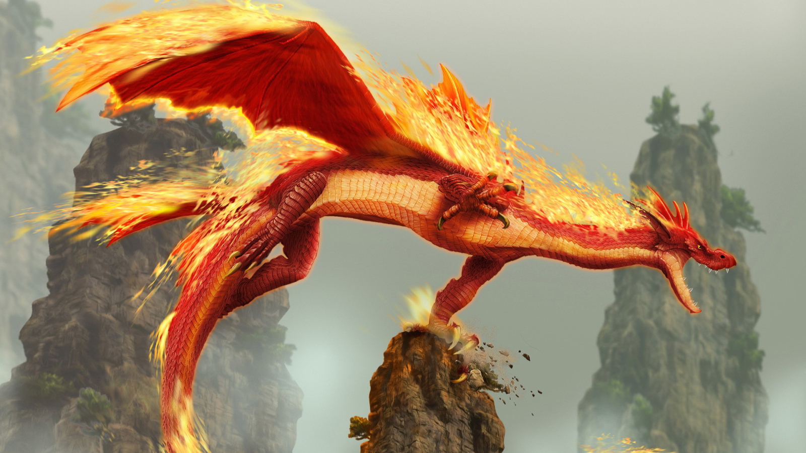 Огненный дракон в горах