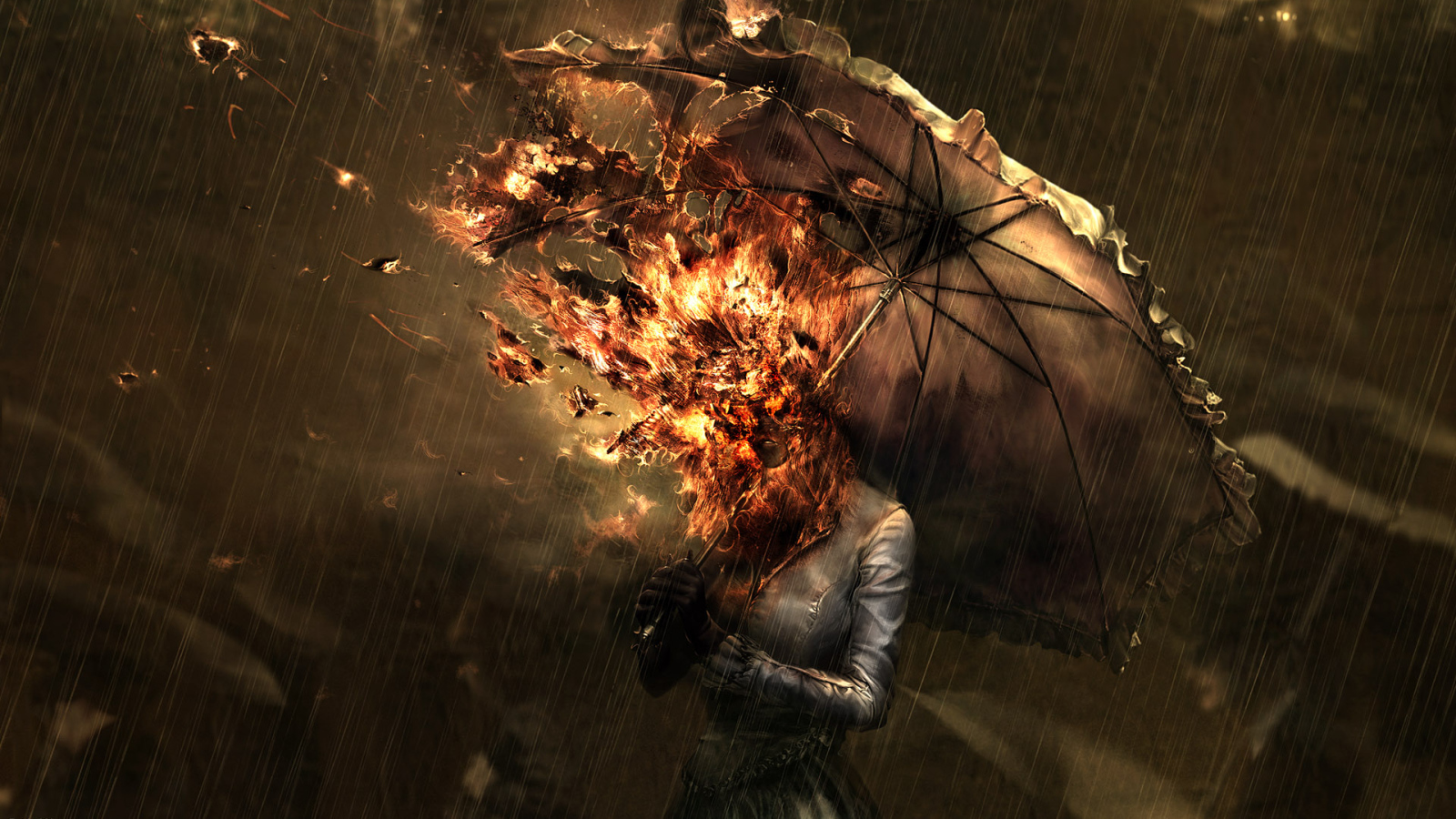 Девушка сгорела под зонтом