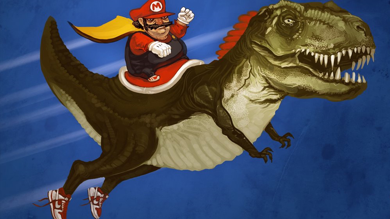 Марио на динозавре