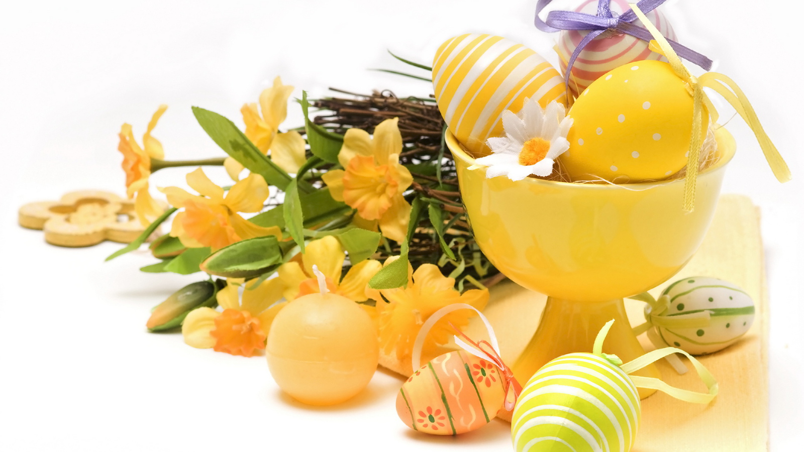 Желтый пасхальный букет на Пасху