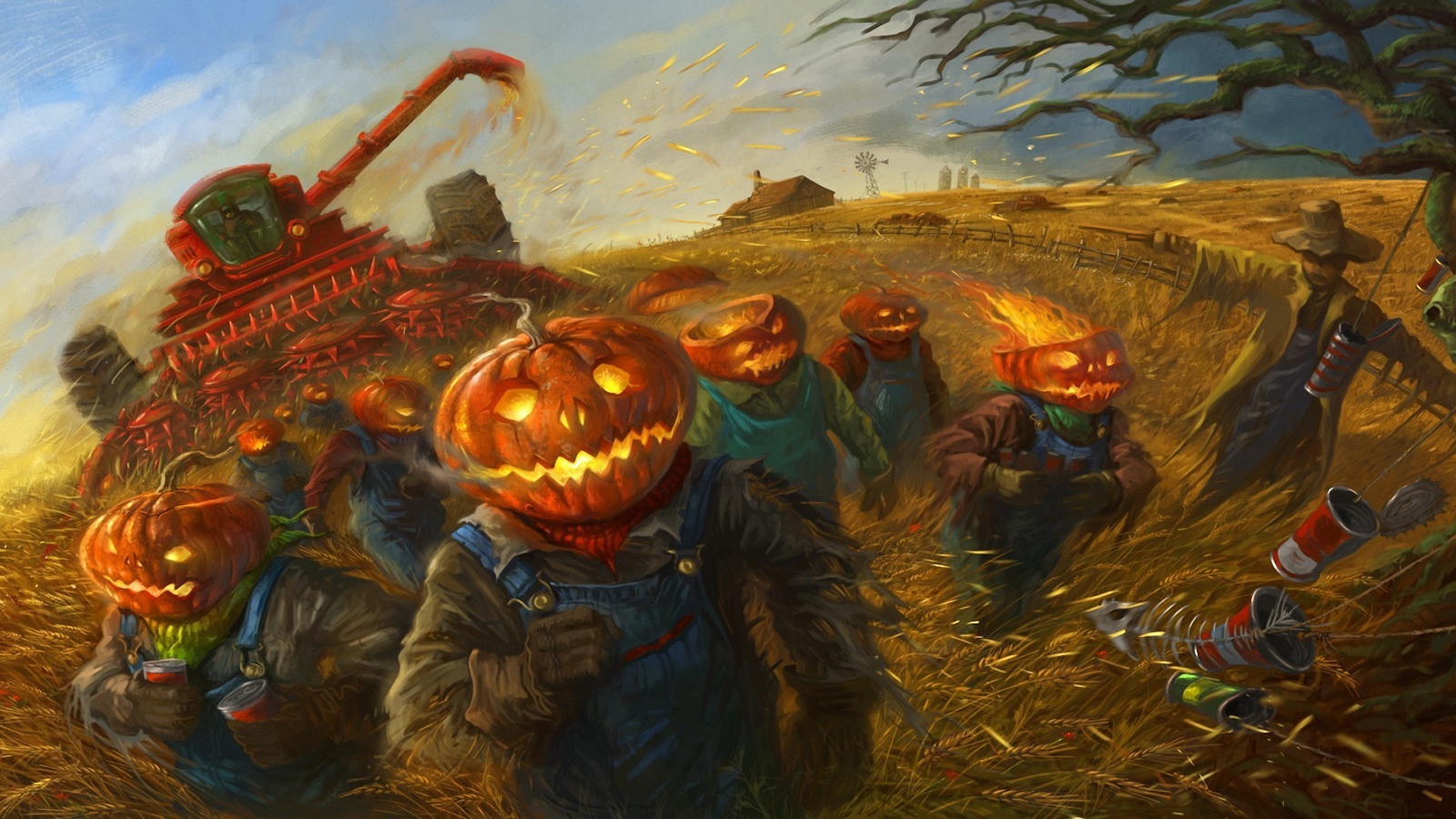 Тыквы убирают урожай