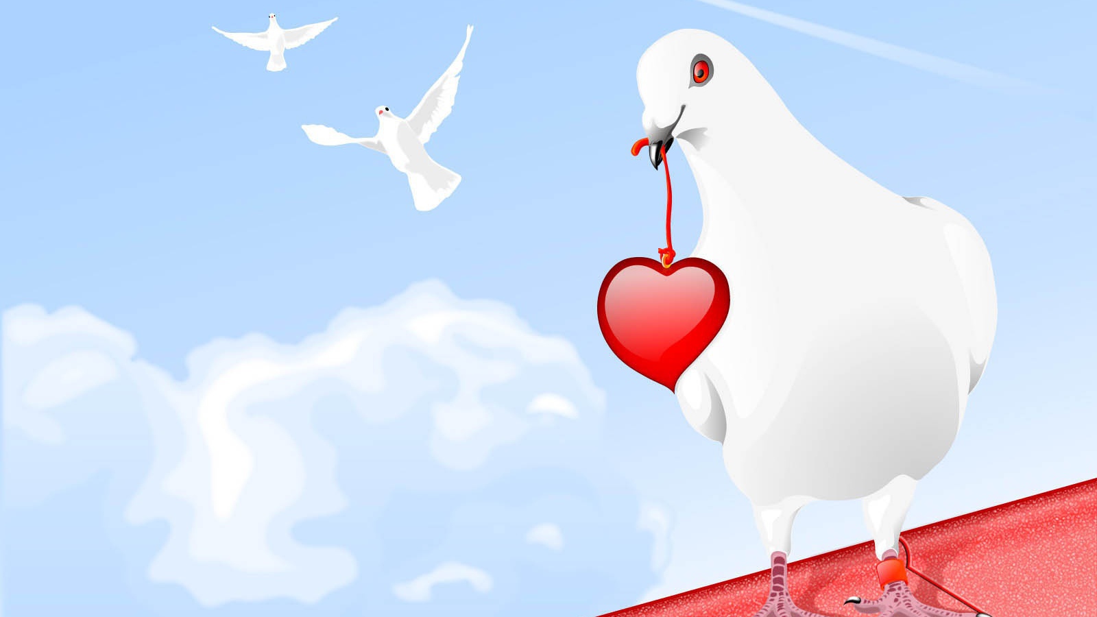 Dove with hearts on Valentine's Day February 14