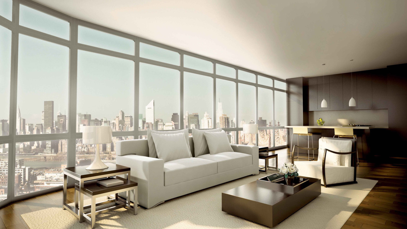 Гостиная в светлых тонах