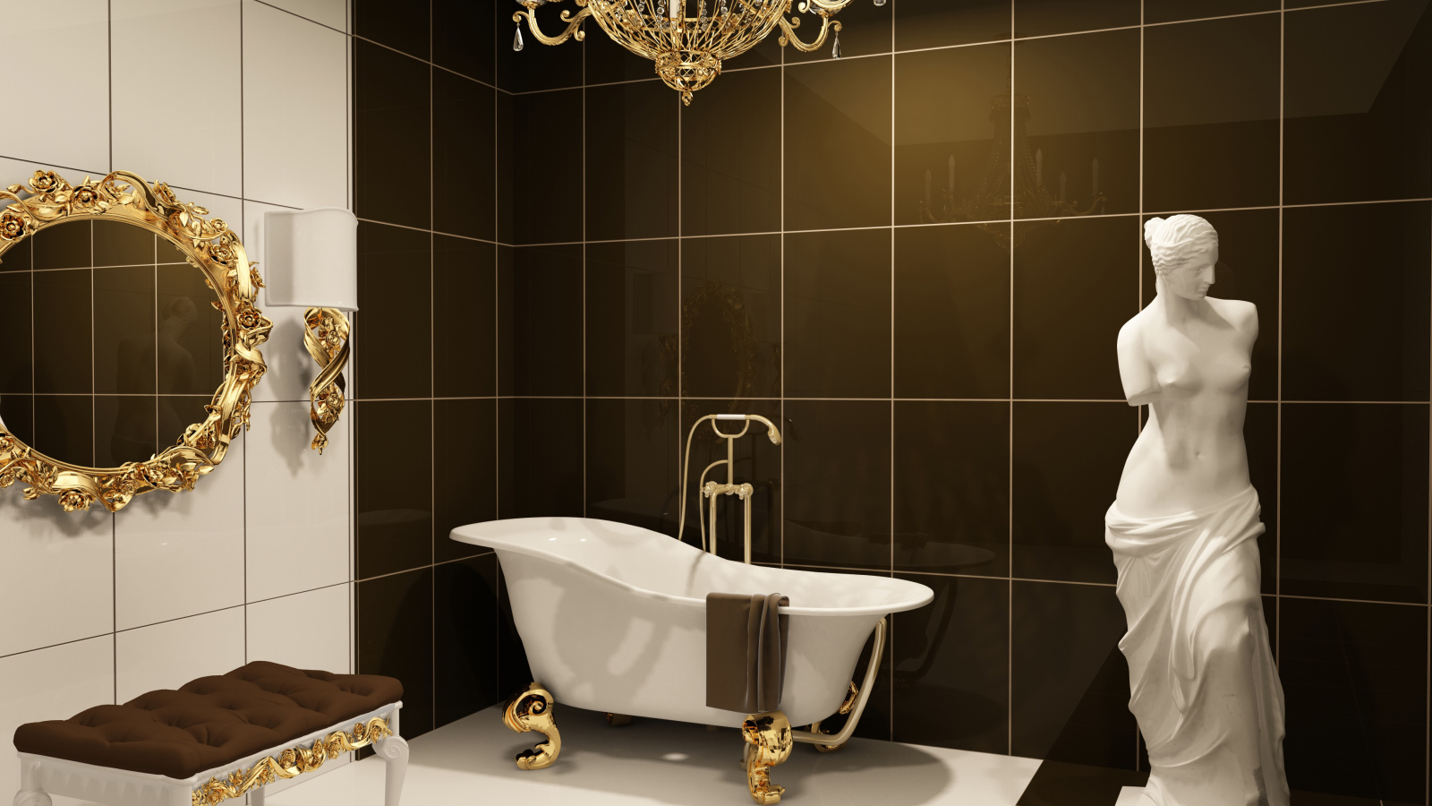 Ванная комната со статуей