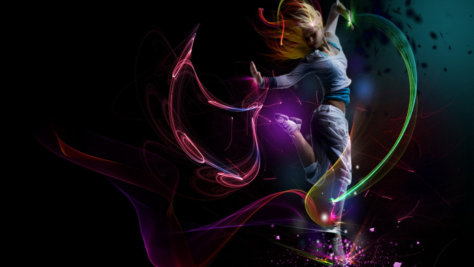 Танец среди линий света