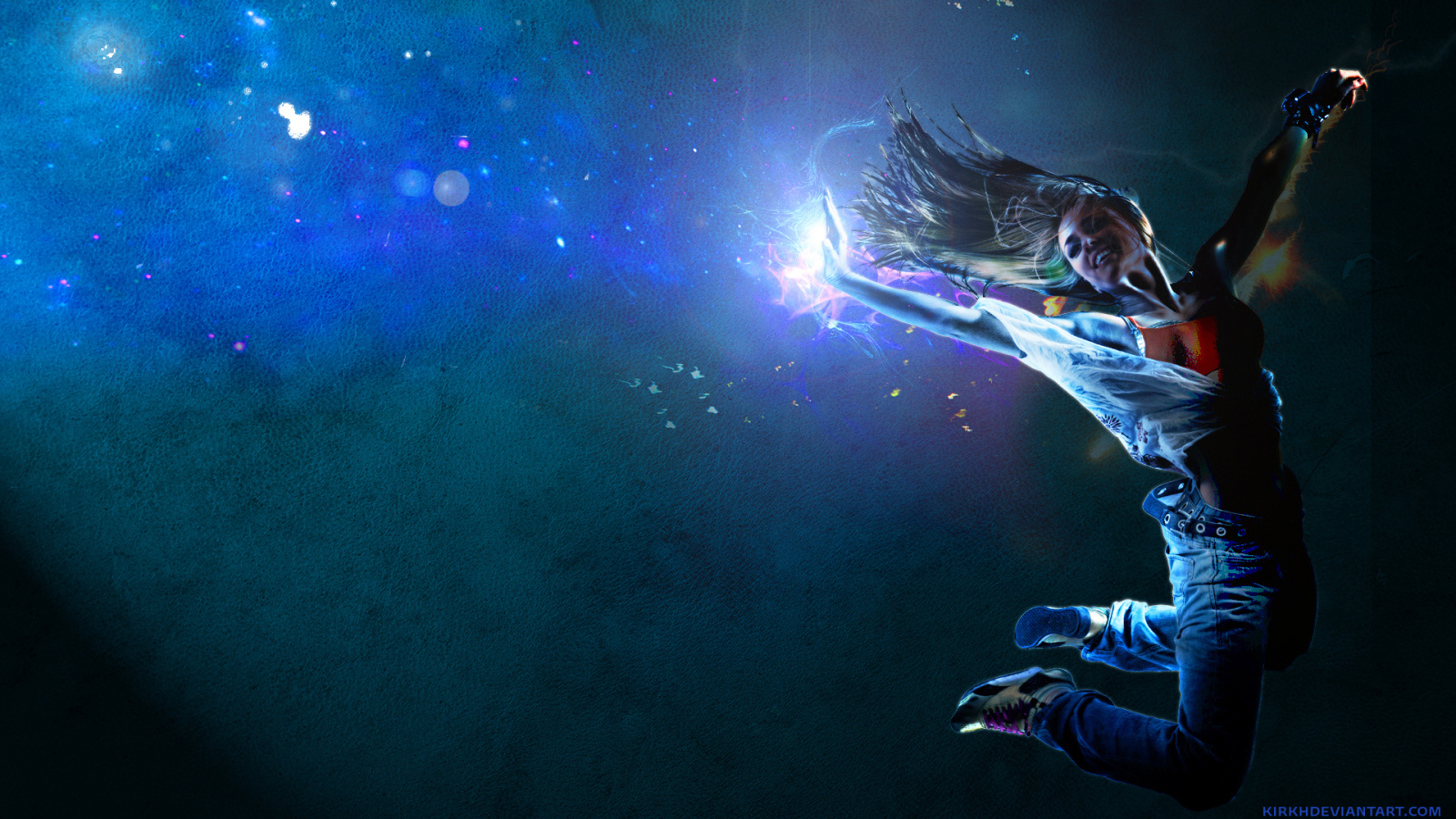 Танцовщица на фоне звезд