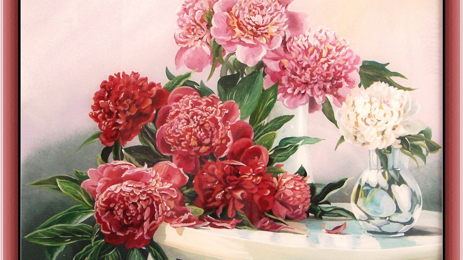 Красивая картина цветы пионы