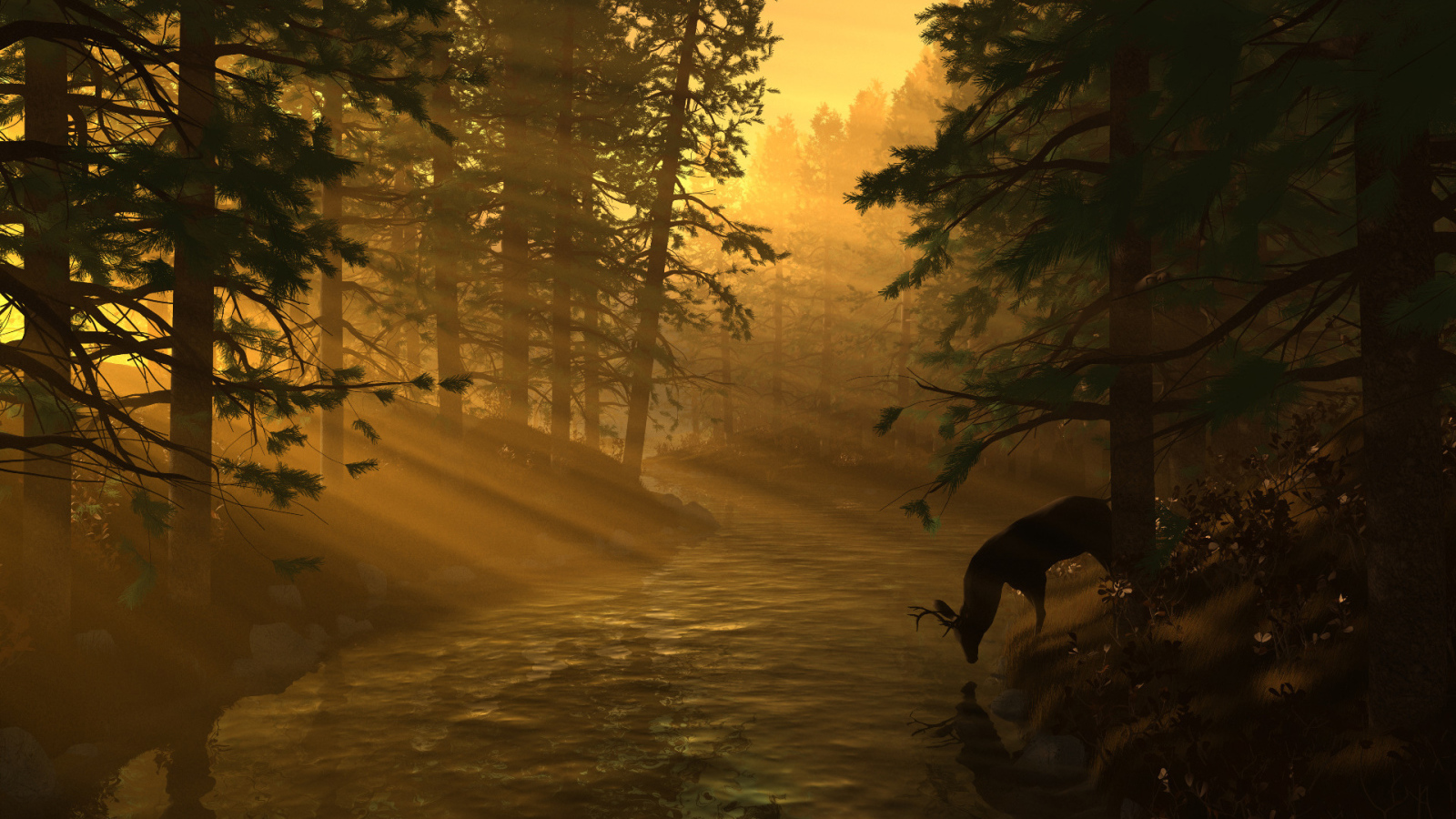 Олень в лучах солнца