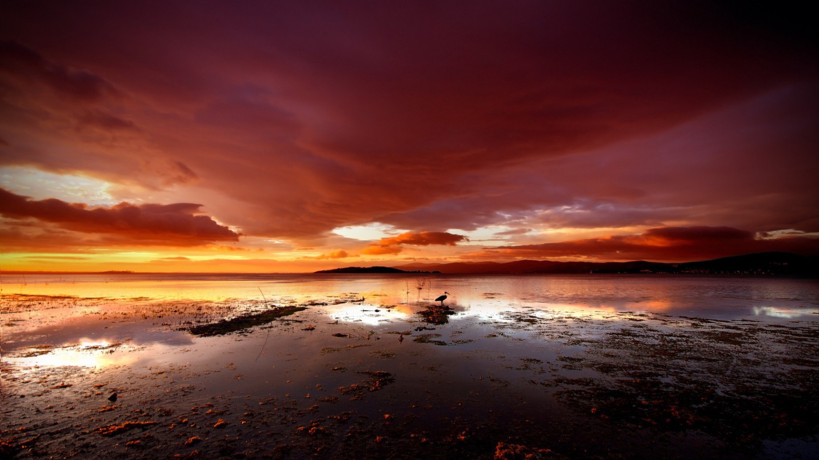 Красные тучи над озером