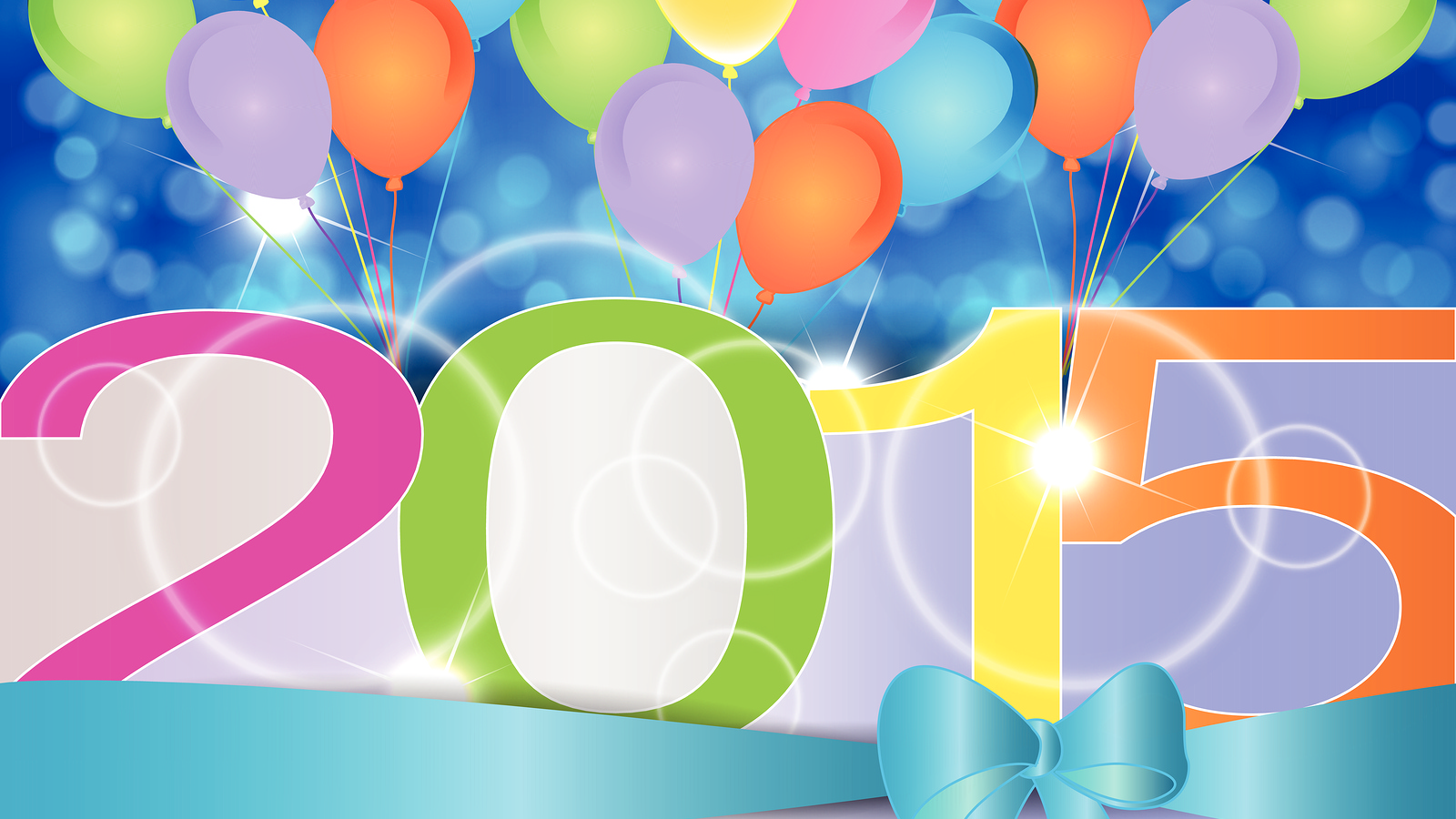 Новый год с разноцветными шарами