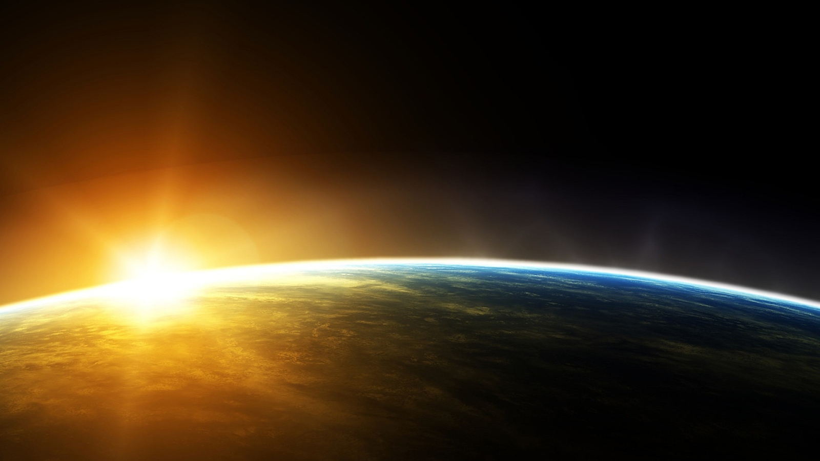 Вид на закат из космоса