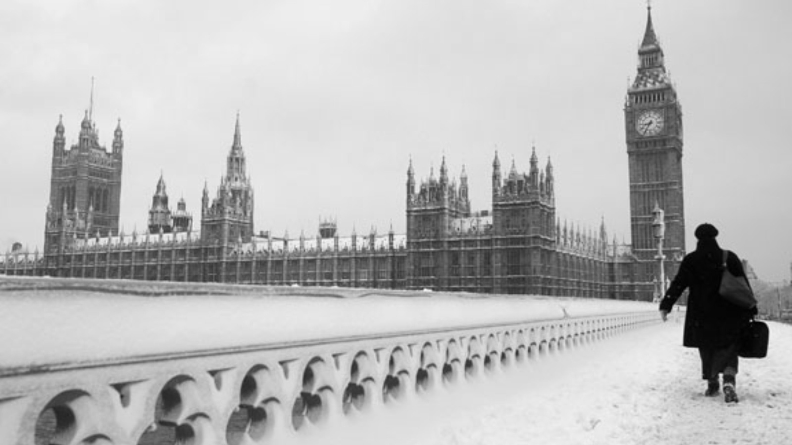 Snow in London Big Ben Desktop wallpapers 1600x900