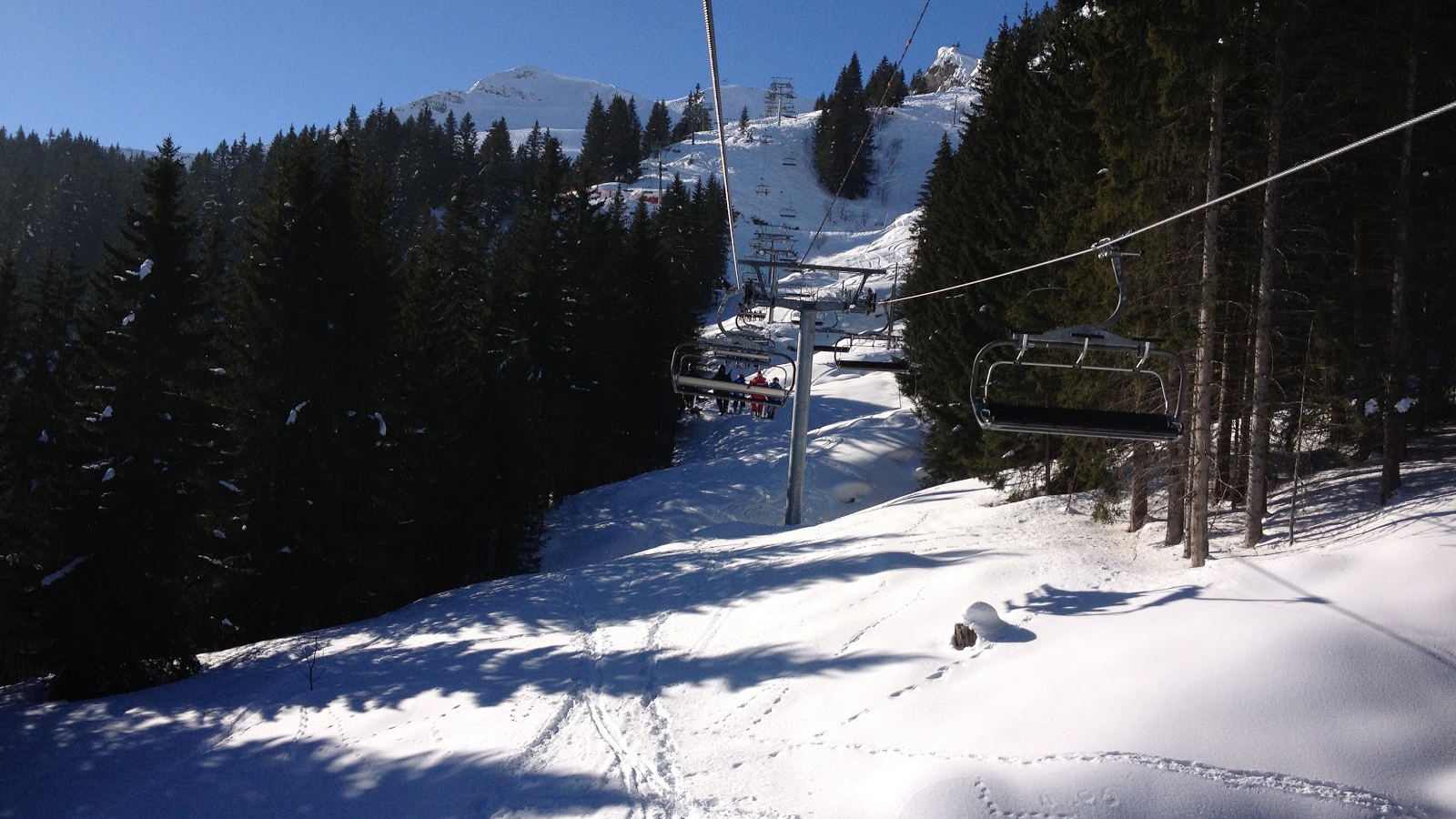 Подъемник среди сосен на горнолыжном курорте Самоен, Франция