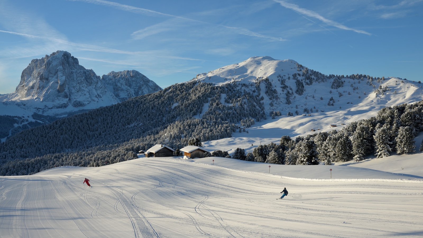 Лыжная трасса на горнолыжном курорте Валь Гардена, Италия