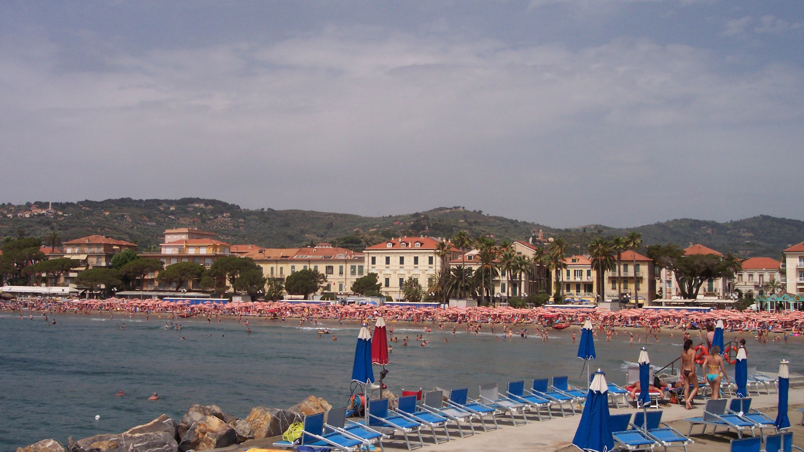 Summer vacation at the beach in the resort of Diano Marina, Italy