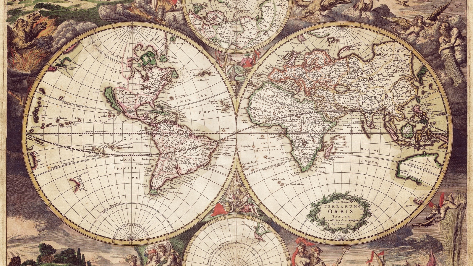 Старинная карта Земли