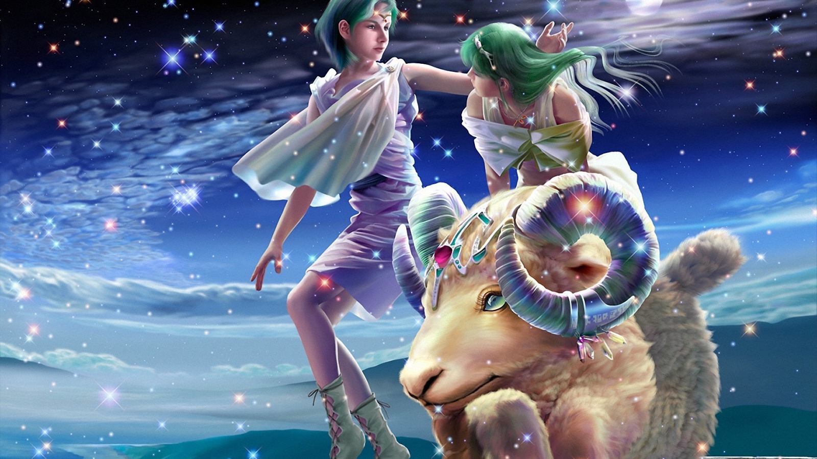 Овен на фоне звезд