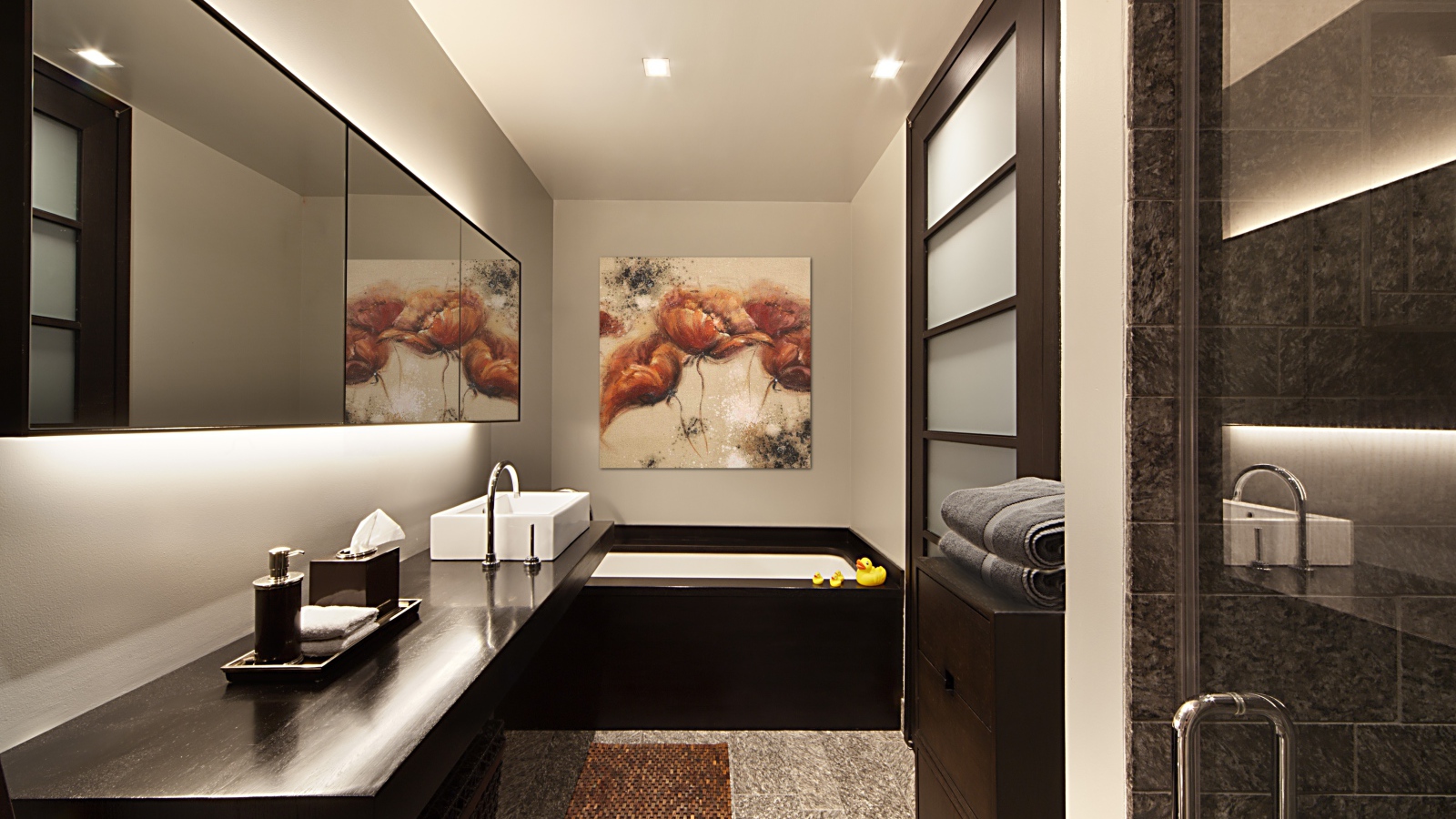 Светло коричневой оформление ванной