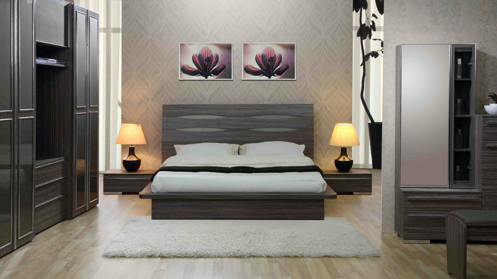 Серый цвет в оформлении спальни