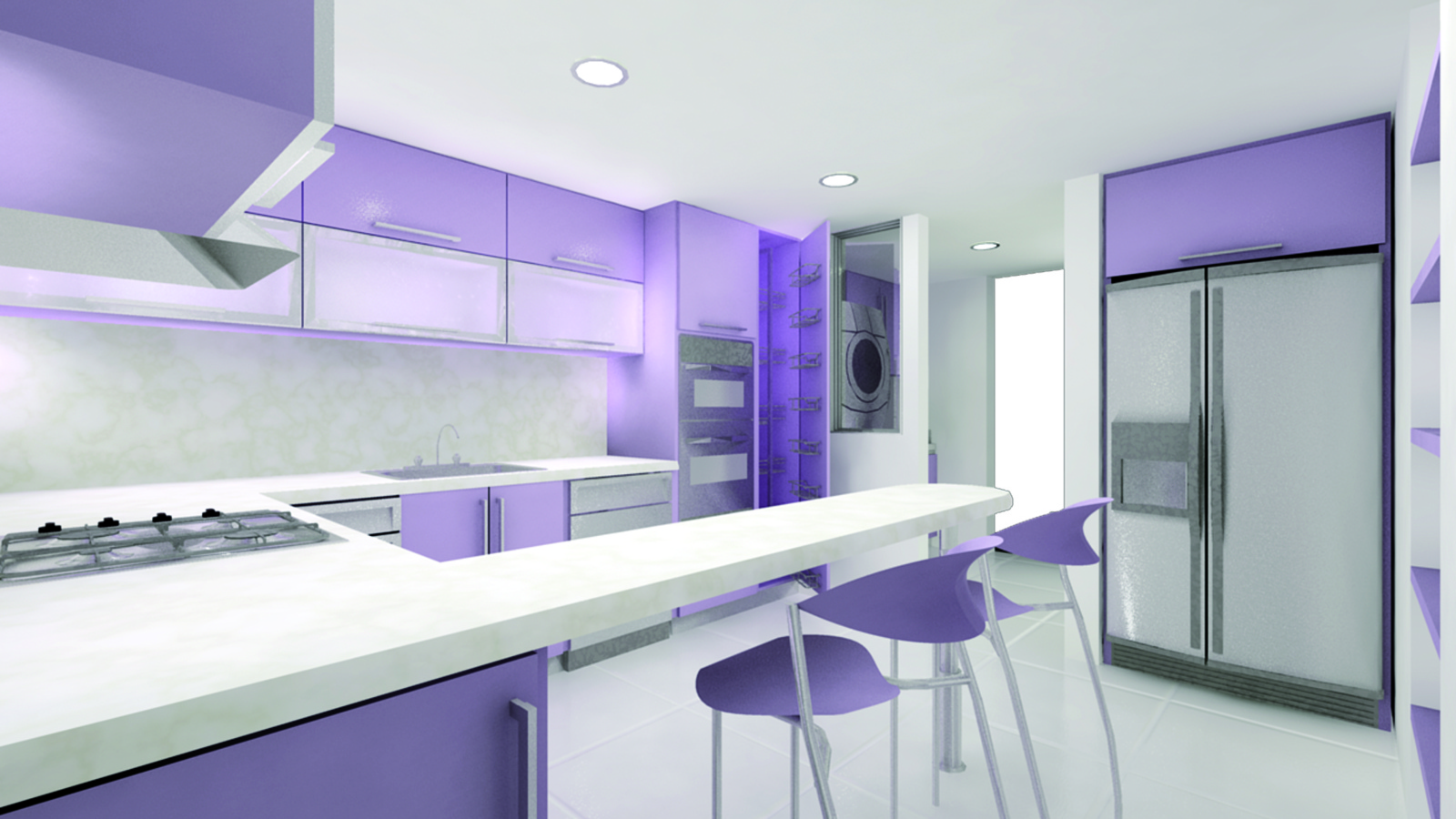 Фиолетовый стиль кухни