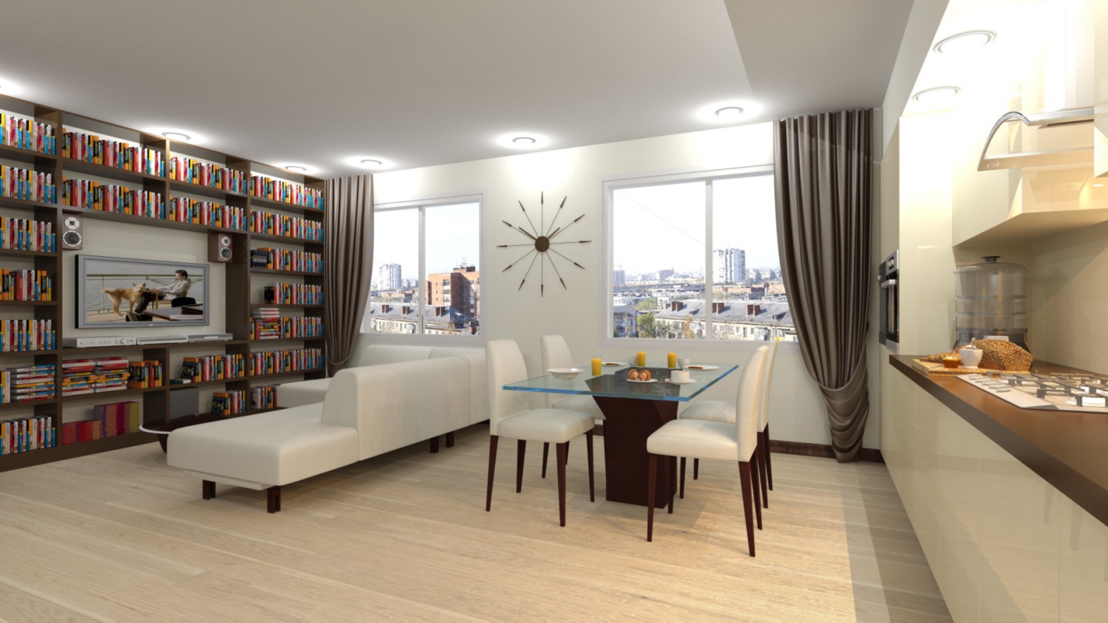 Библиотека в гостиной