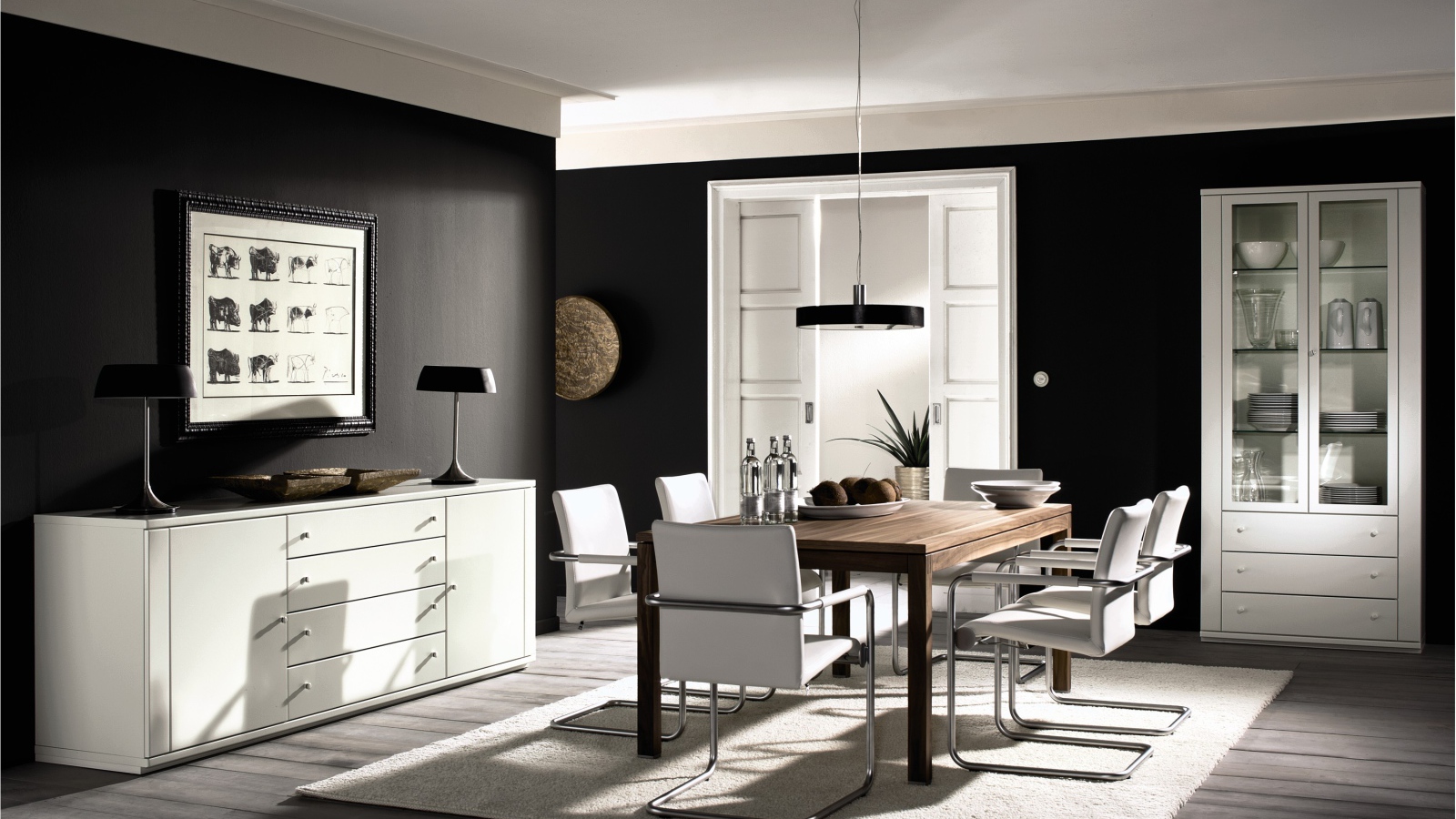 Столовая в черно белом стиле