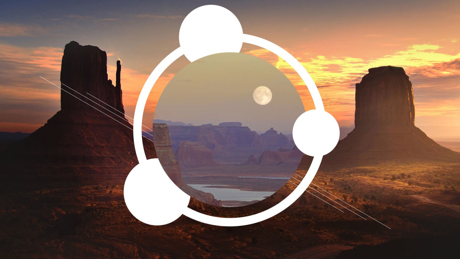 Abstract circles on a background of the canyon