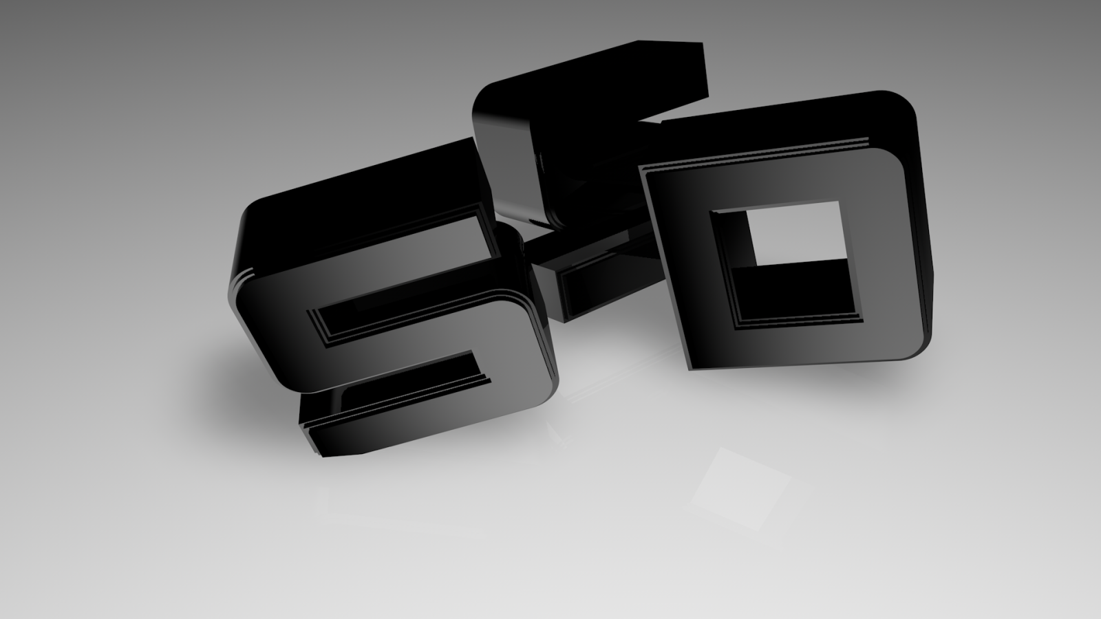 Черные буквы на сером фоне, 3Д модель