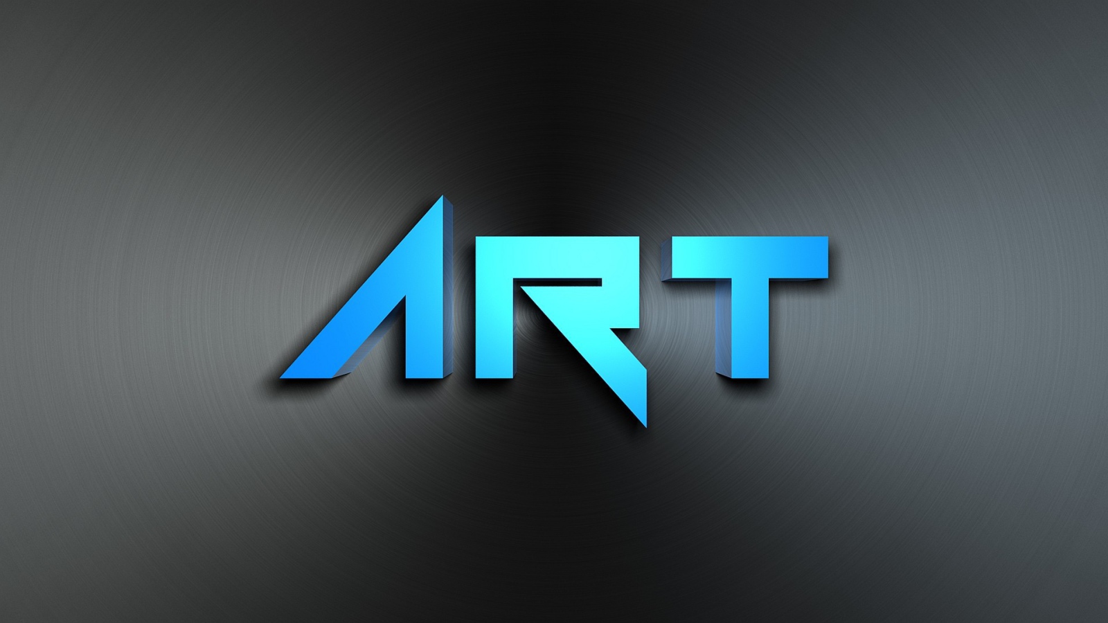 Голубая надпись Арт на металле, 3Д графика