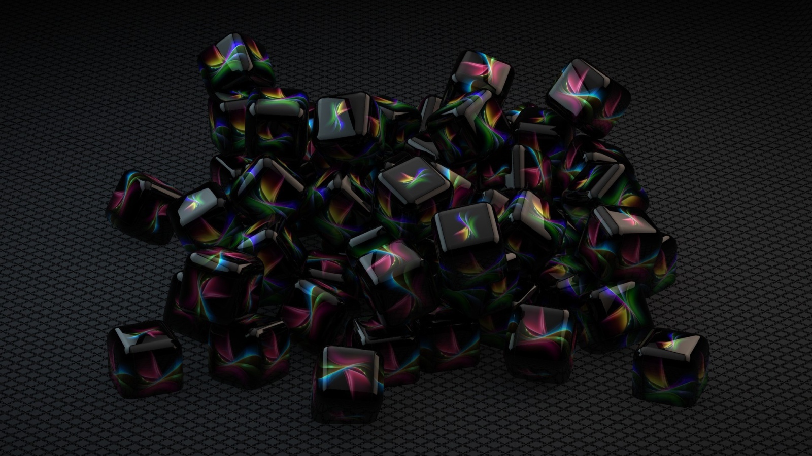 Горка черных кубов с  орнаментами