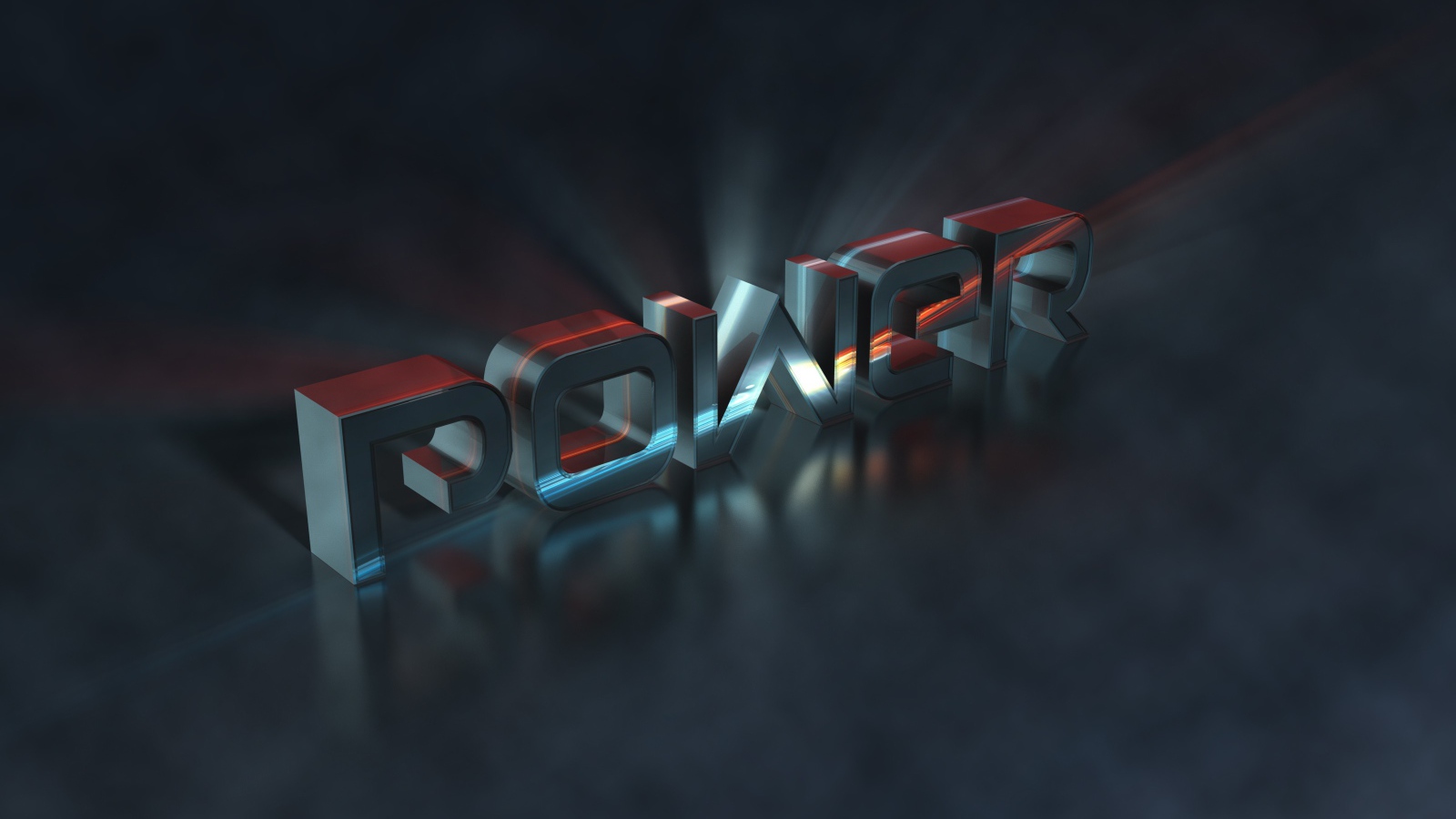 Металлическая надпись Power, 3Д графика