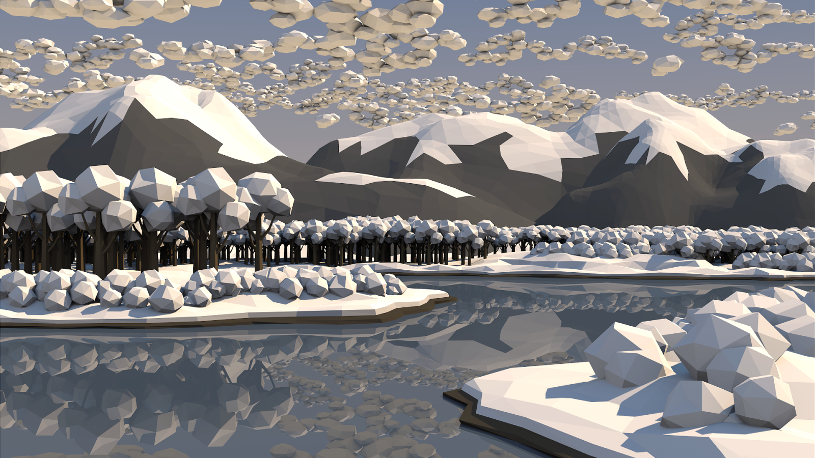 Зимний лес, 3Д графика