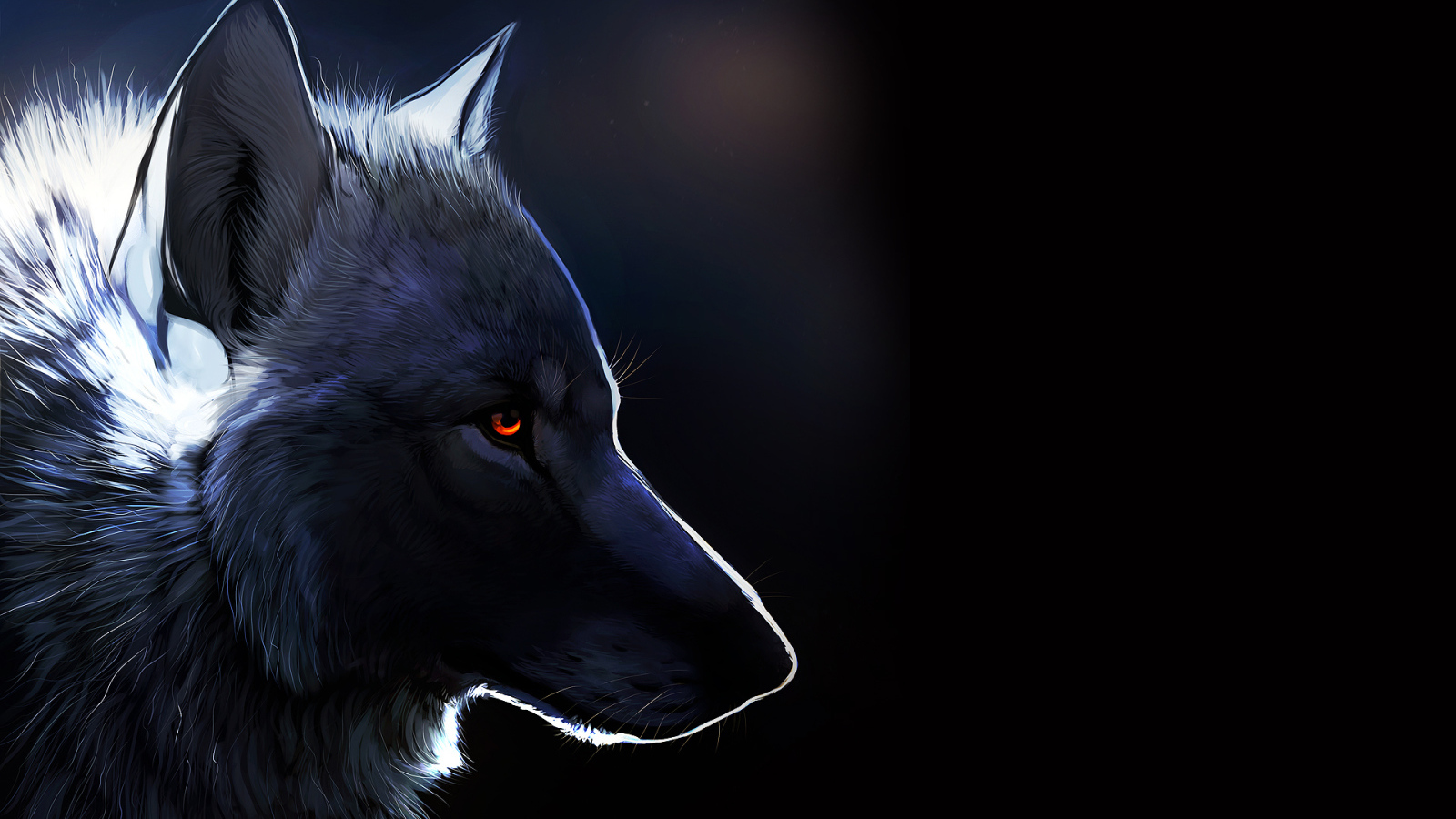 	   Wolf with glowing eyes