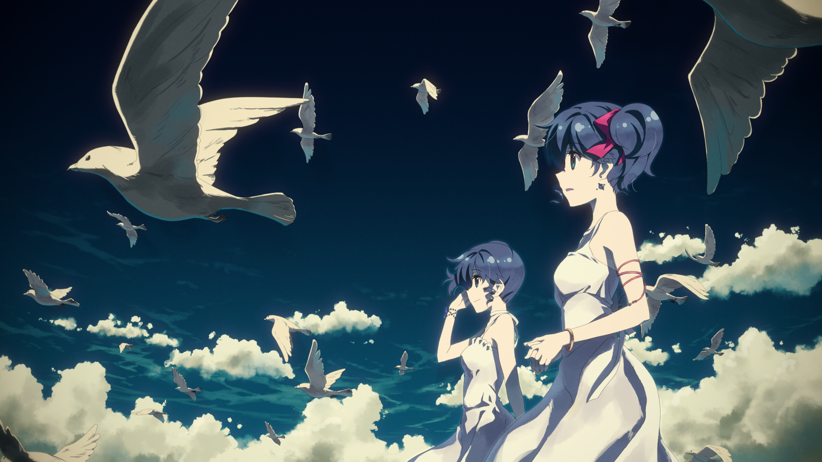 Персонажи аниме DJ Max среди птиц