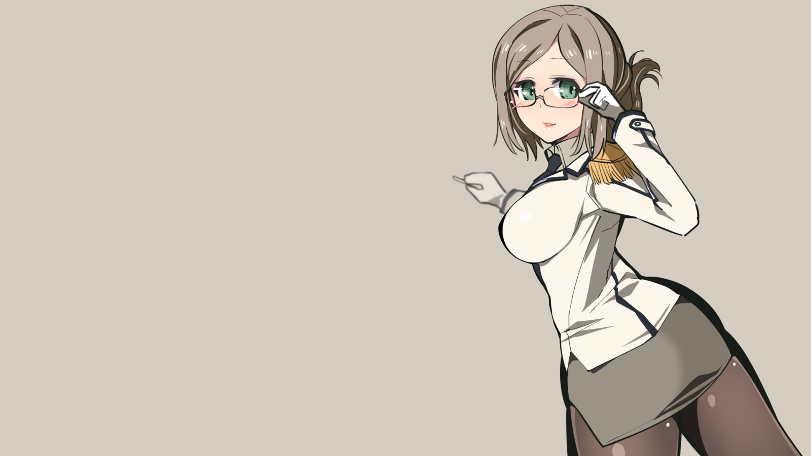 Аниме девушка Кантай, серый фон