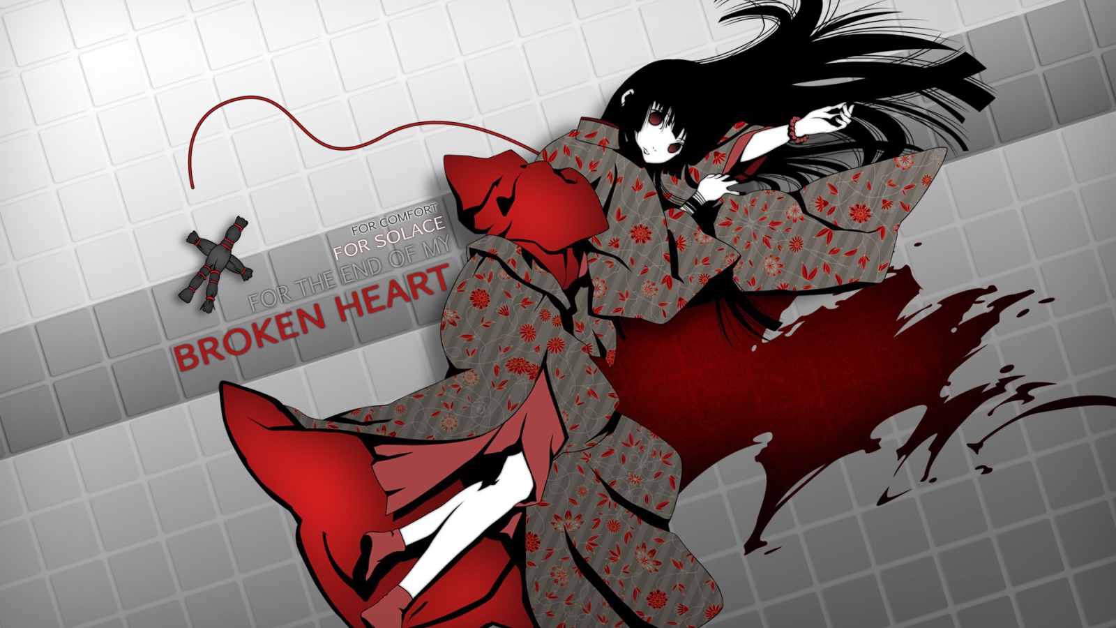 Аниме девушка лежит в луже крови