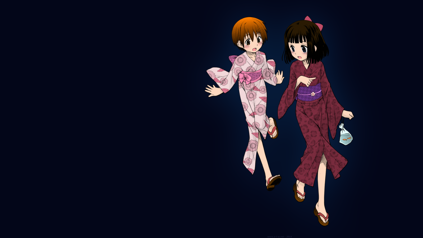 Девушки аниме в кимоно
