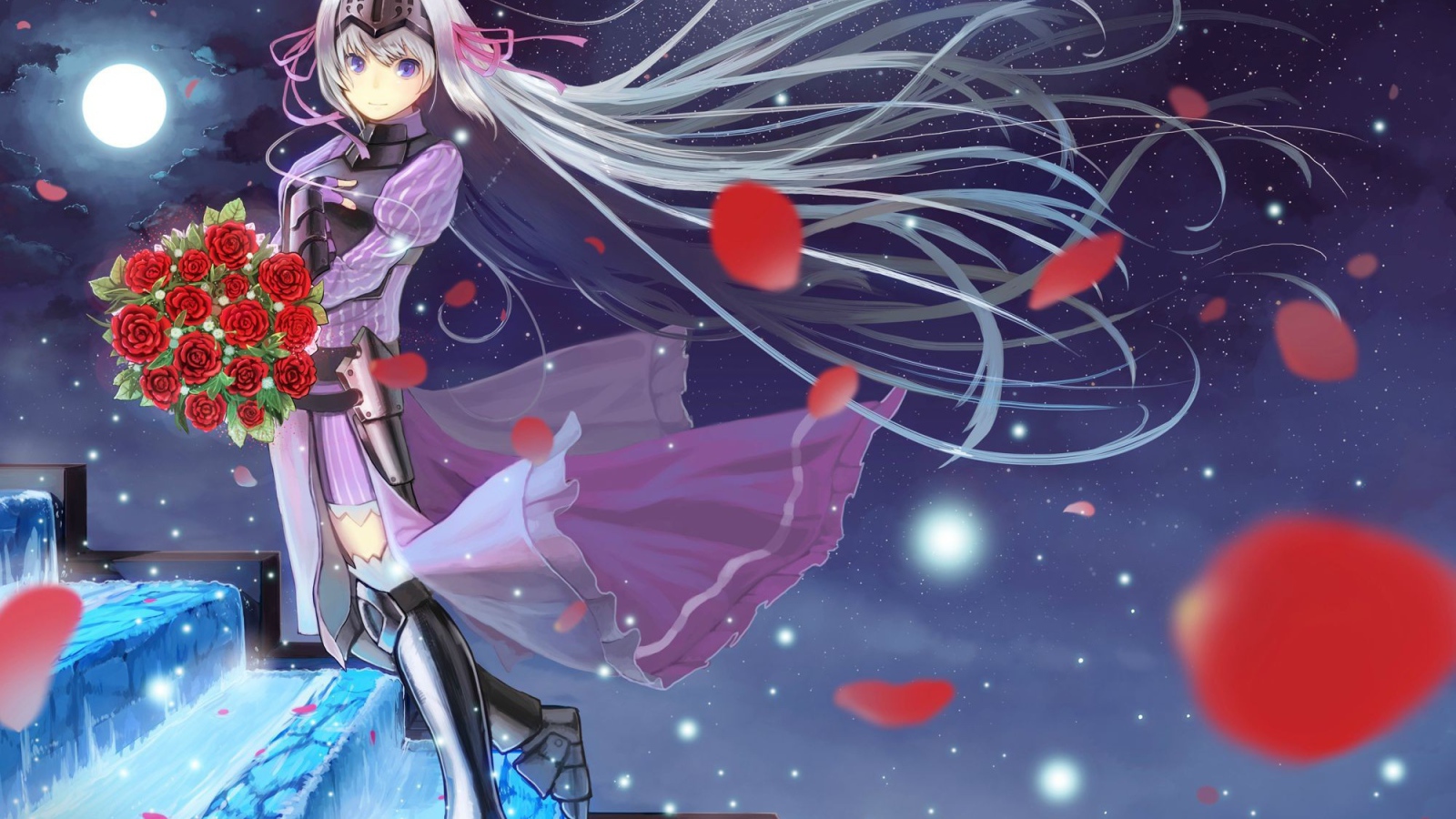 Девушка с букетом в аниме Уж не зомби ли это