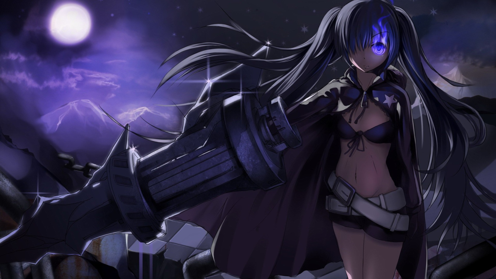 Девушка с большим оружием в аниме Black Rock Shooter