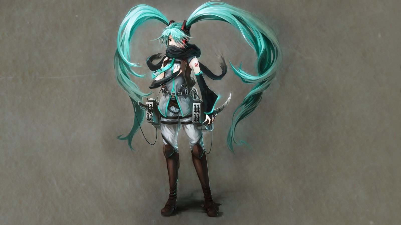 Зеленоволосая девушка из аниме Атака Титанов