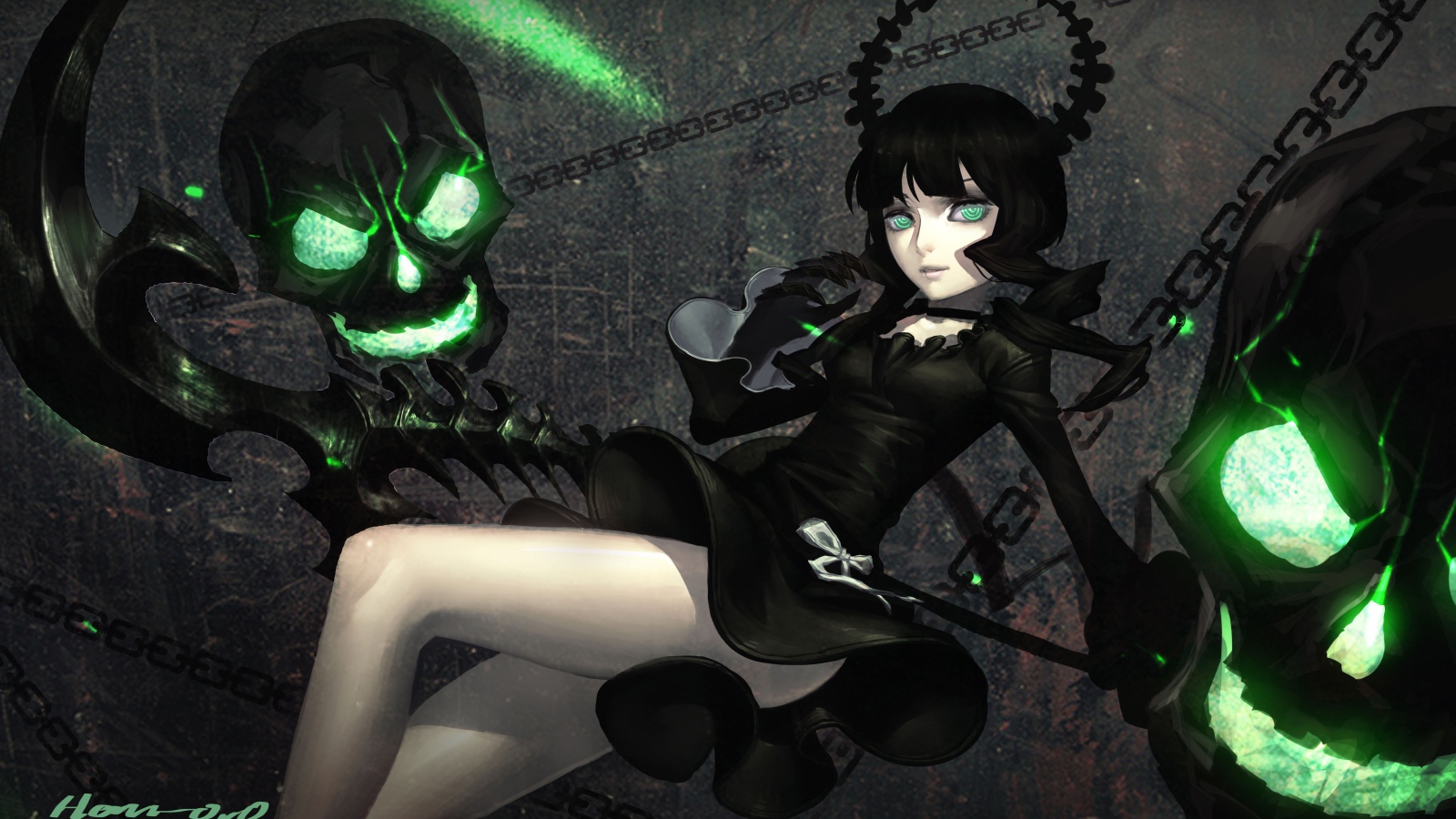 Зеленые черепа в аниме Black Rock Shooter