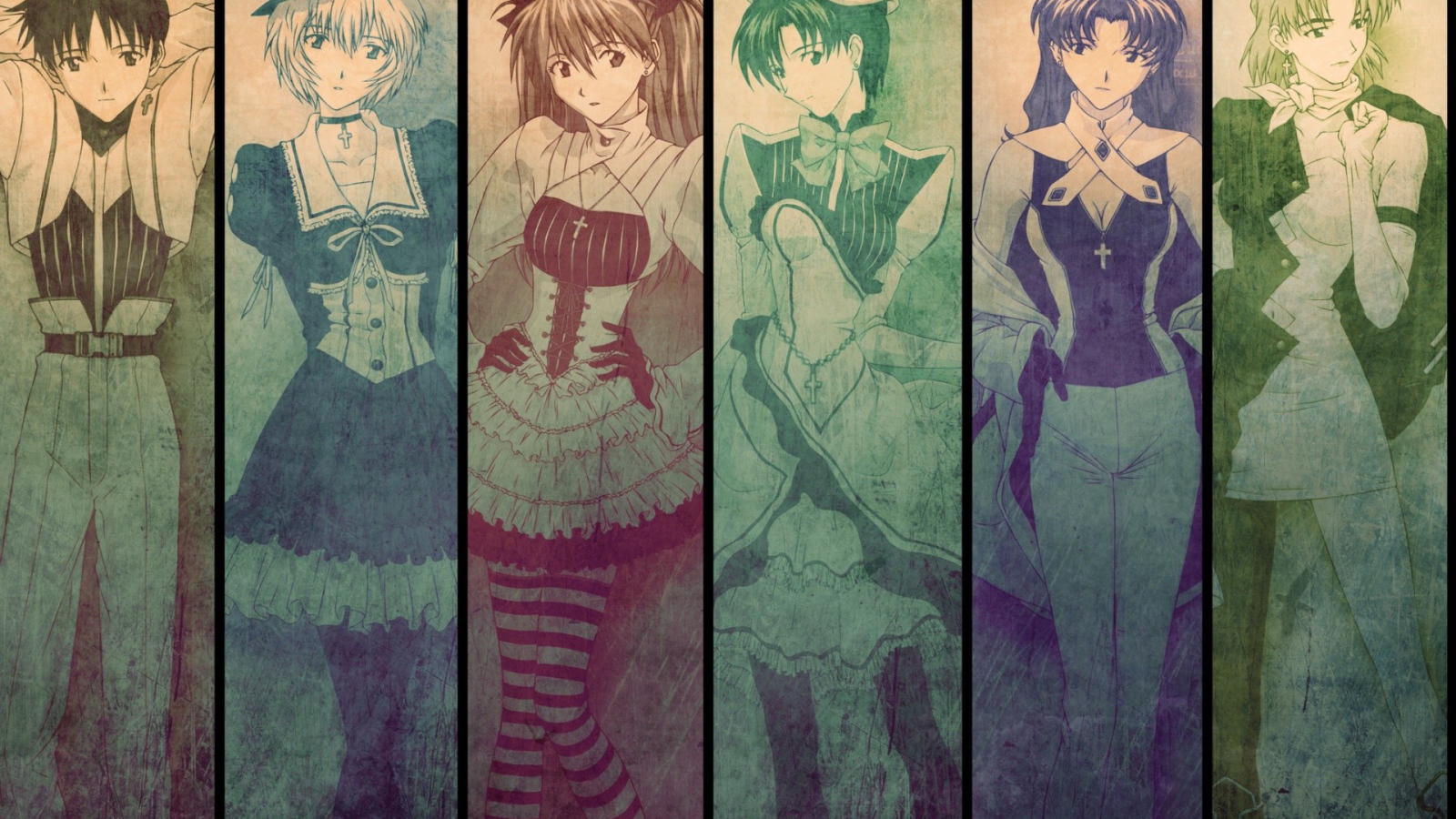Изображение девушек из аниме Neon Genesis Evangelion