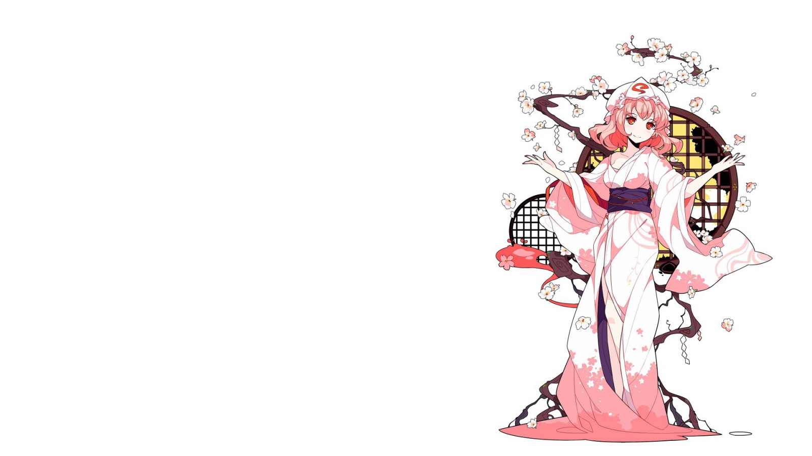 Девушка в японском наряде, аниме Saigyouji Yuyuko