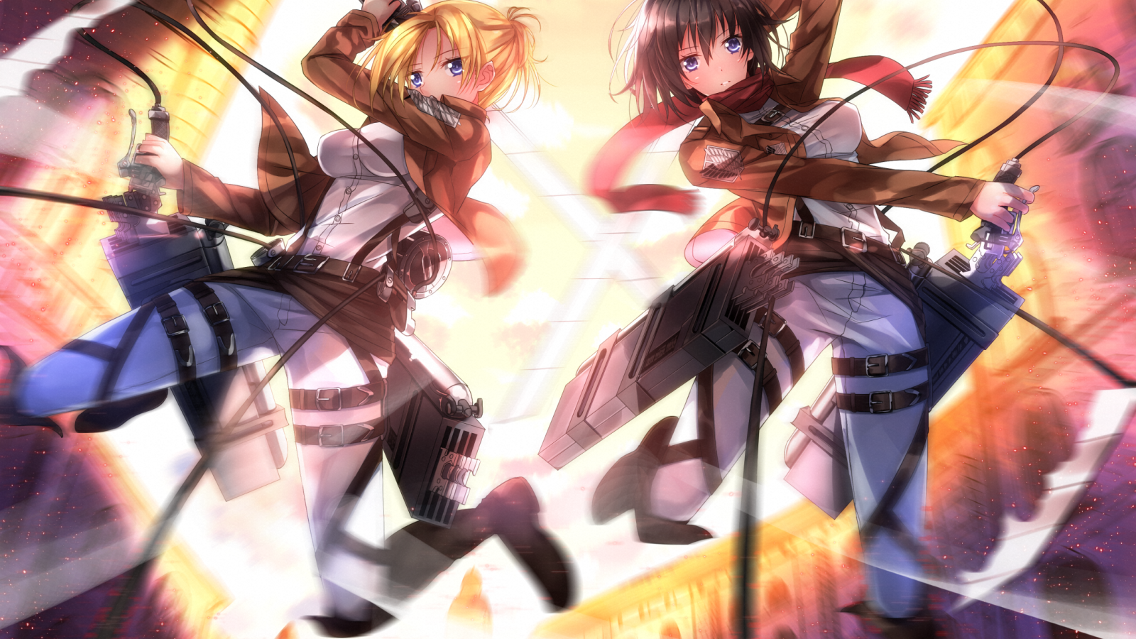 Две девушки из аниме Атака Титанов