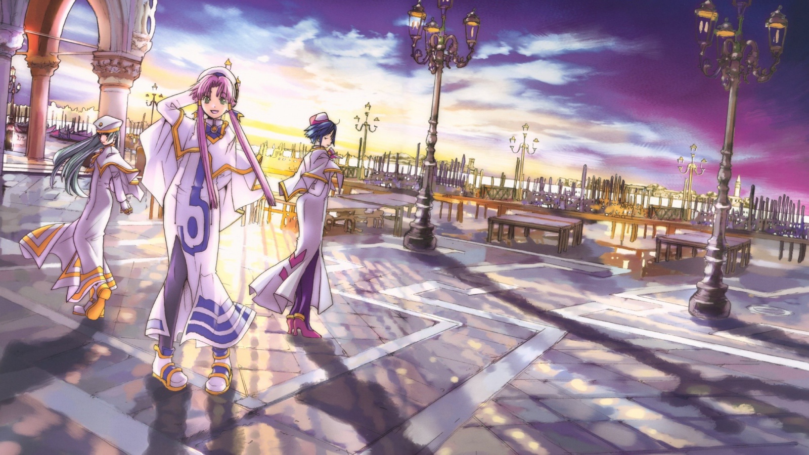 Прогулка на городской площади в аниме Ария