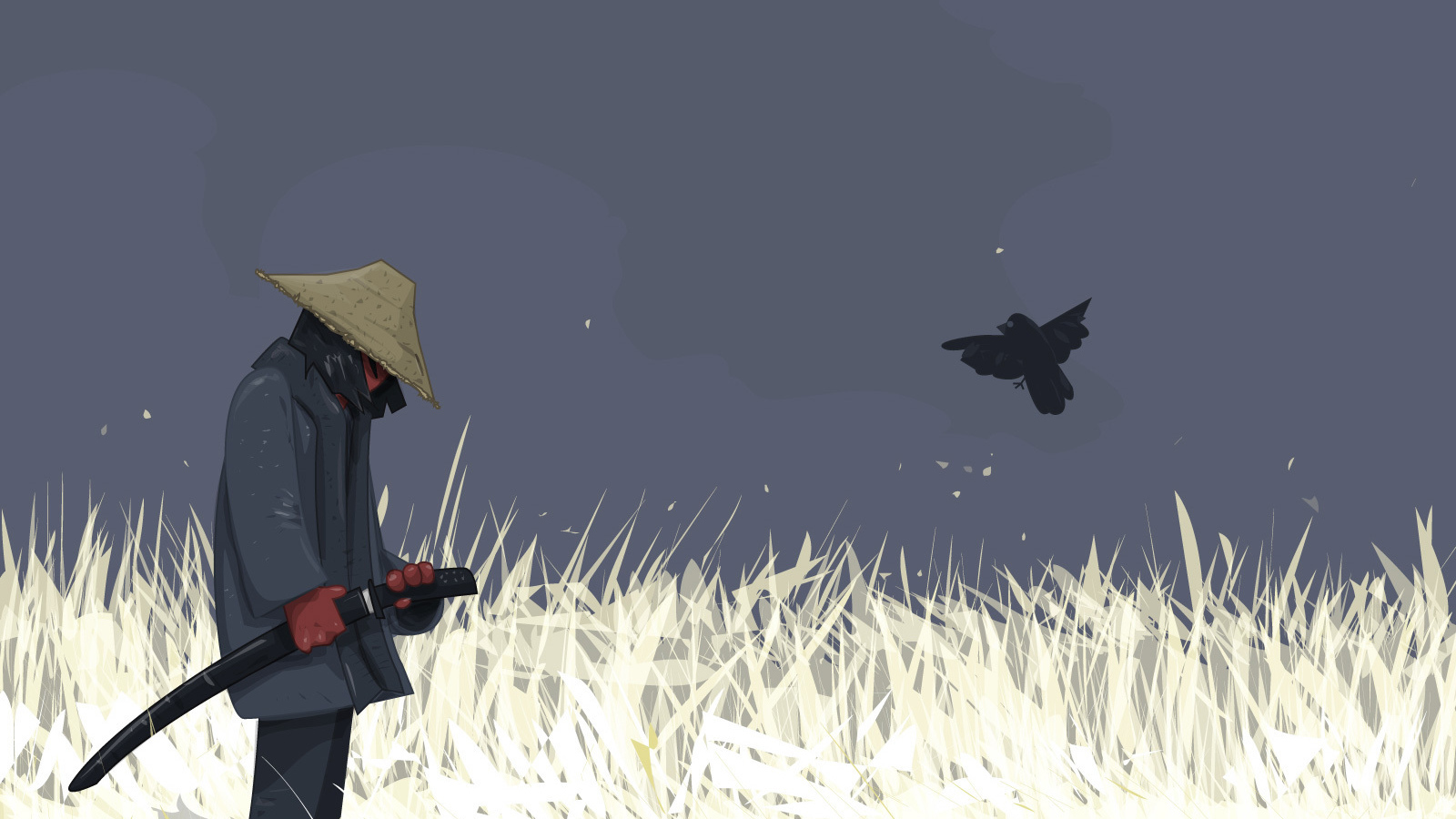 Старый самурай с мечем