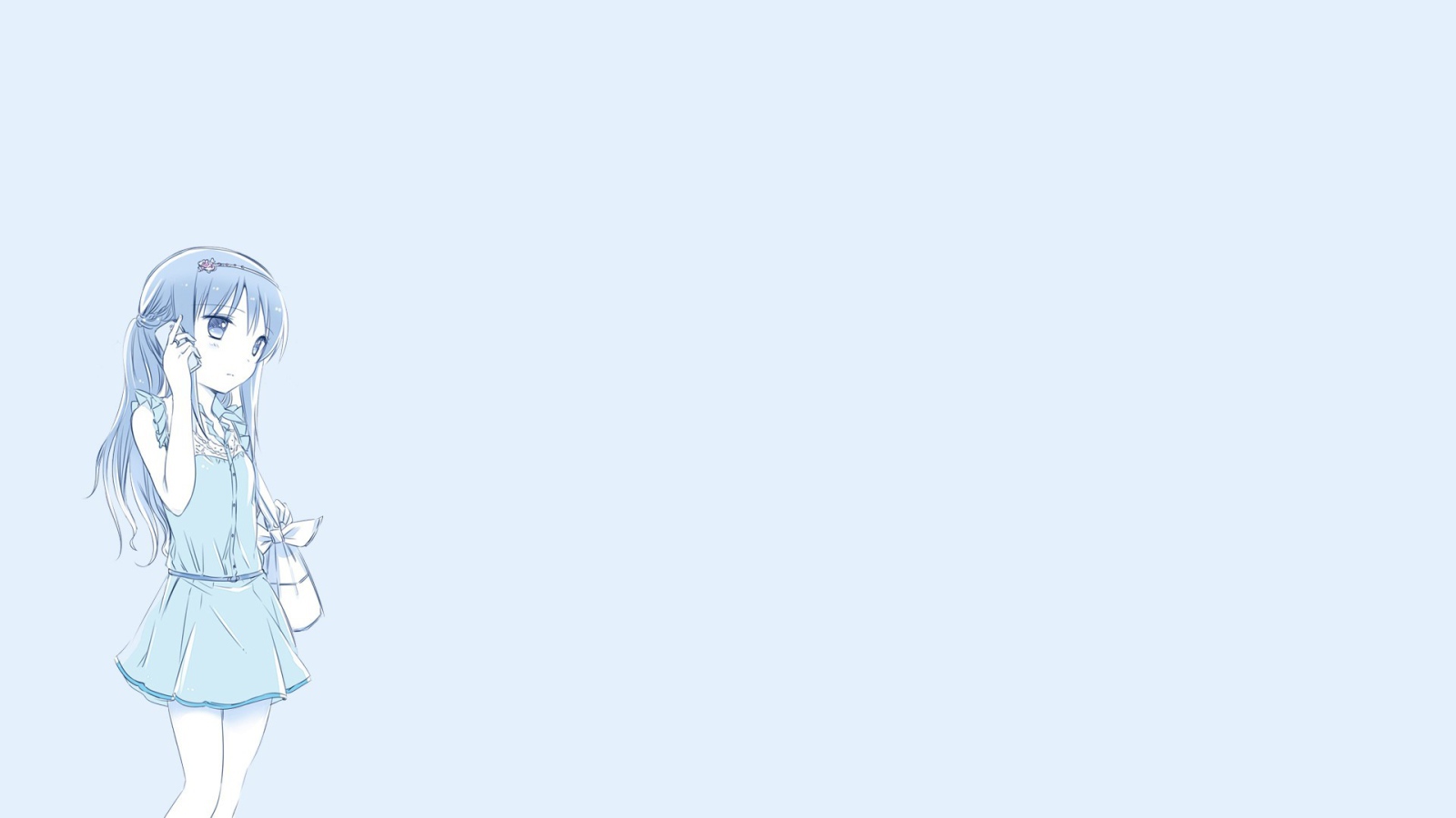 Акеми из аниме Mahou Shoujo Madoka, голубой фон