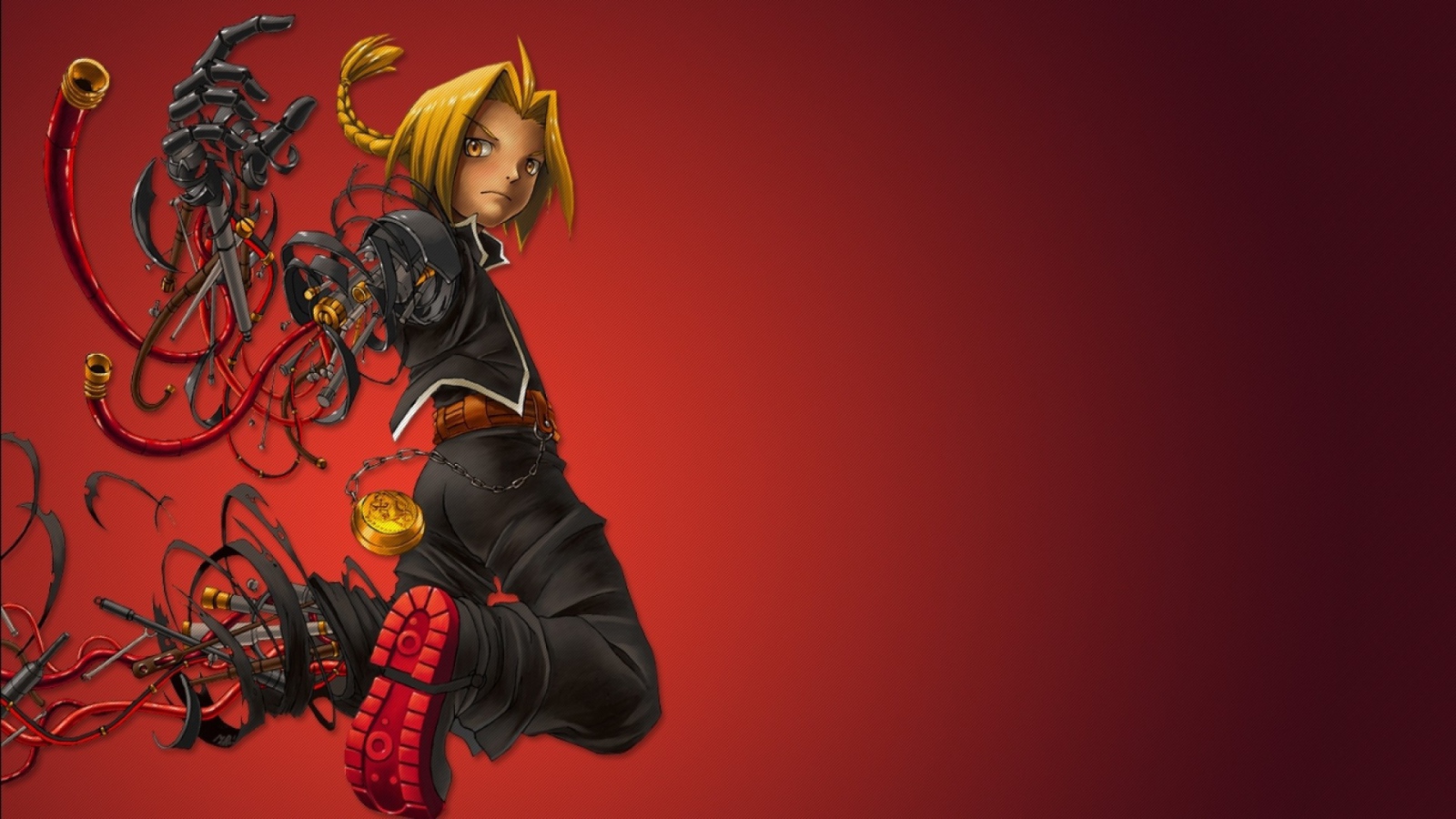 Аниме Стальной алхимик, красный фон