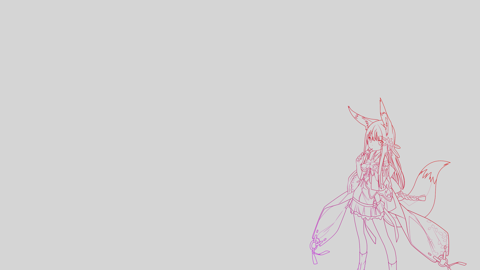 Аниме девушка из красных линий на сером фоне