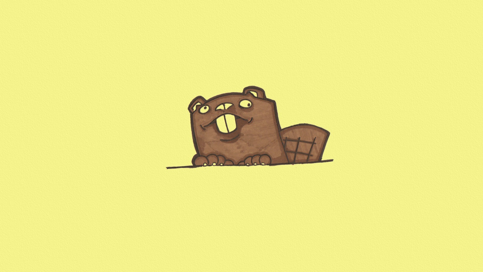 Бобер, желтый фон